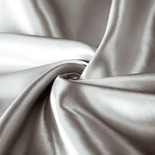 Bedsure Satin Pillowcase for Hair and Skin Queen - Silver Grey Silky Pillowcase 20x30 Inches - Set of 2 with Envelope Closure, Similar to Silk Pillow Cases, Gifts for Women Men 2