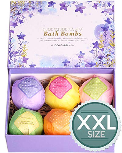 Bath Bombs Gift Set - Ultra Bubble XXL Fizzies (6 x 4.1 oz) with Natural Dead Sea Salt Cocoa and Shea Essential Oils, The Best Birthday Gift Idea for Her/Him, Wife, Girlfriend, Women, Kids 5