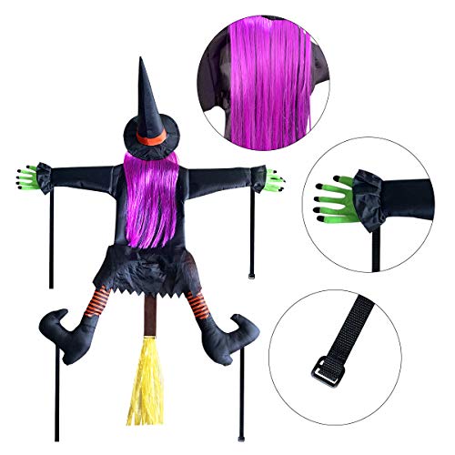 Large Crashing Witch, Funny Backwards Witch for Tree Ornaments, Quality Made Halloween Decorations Outdoor Indoor 3