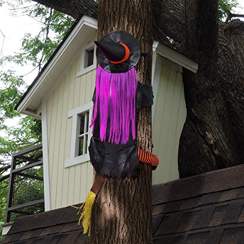 Large Crashing Witch, Funny Backwards Witch for Tree Ornaments, Quality Made Halloween Decorations Outdoor Indoor 6