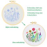Caydo 3 Sets Cross Stitch Kits forBeginners, Adults Including Embroidery Fabric with Floral Pattern, Embroidery Hoop, Thread and Tools 10