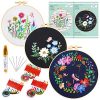 Caydo 3 Sets Cross Stitch Kits forBeginners, Adults Including Embroidery Fabric with Floral Pattern, Embroidery Hoop, Thread and Tools 8
