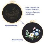 Caydo 3 Sets Embroidery Kit for Beginners, Cross Stitch Kits for Adults Including Embroidery Fabric with Floral Pattern, Embroidery Hoop, Embroidery Thread and Tools 11