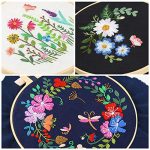 Caydo 3 Sets Embroidery Kit for Beginners, Cross Stitch Kits for Adults Including Embroidery Fabric with Floral Pattern, Embroidery Hoop, Embroidery Thread and Tools 13
