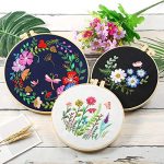 Caydo 3 Sets Cross Stitch Kits forBeginners, Adults Including Embroidery Fabric with Floral Pattern, Embroidery Hoop, Thread and Tools 14