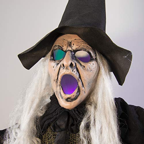 6 Feet Tall Witch - Scary Halloween Décor with Glowing LED Eyes & Mouth - Spooky Witch Scary Halloween Decorations Outdoor and Indoor 2