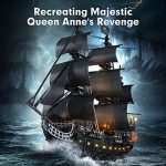 3D Puzzle for Adults Moveable LED Pirate Ship with Detailed Interior Decoration, Large Queen Anne's Revenge Desk Puzzles, Difficult 3D Puzzles with Lights Gifts for Men Women 8