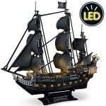3D Puzzle for Adults Moveable LED Pirate Ship with Detailed Interior Decoration, Large Queen Anne's Revenge Desk Puzzles, Difficult 3D Puzzles with Lights Gifts for Men Women 7