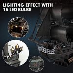 3D Puzzle for Adults Moveable LED Pirate Ship with Detailed Interior Decoration, Large Queen Anne's Revenge Desk Puzzles, Difficult 3D Puzzles with Lights Gifts for Men Women 10