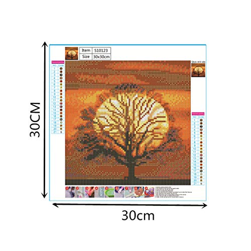 Elstey Diamond Painting Kits for Adults, DIY 5D Full Drill Diamond Canvas Embroidery Paintings by Number Kits, Perfect Art Gift for New House Home Wall Decor(Sunset Tree 11.8x11.8 inch) 3