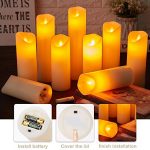 Flameless Battery Operated Led Candles Set of 9 Ivory Dripless Real Wax Pillars Include Realistic Dancing LED Flames Battery Candles and 10-Key Remote Control with 24-Hour Timer 9