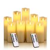 Flameless Battery Operated Led Candles Set of 9 Ivory Dripless Real Wax Pillars Include Realistic Dancing LED Flames Battery Candles and 10-Key Remote Control with 24-Hour Timer 5