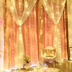 HOME LIGHTING Window Curtain String Lights, 300 LED 8 Lighting Modes Fairy Copper Light with Remote, USB Powered for Christmas Party Wedding Home Decorations (Warm White) 12