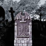 JOYIN 17” Halloween Foam RIP Graveyard Tombstones (5 Pack), Yard Sign Headstone Decorations and 12 Bonus Metal Stakes for Halloween Yard Outdoor Indoor Decorations 13