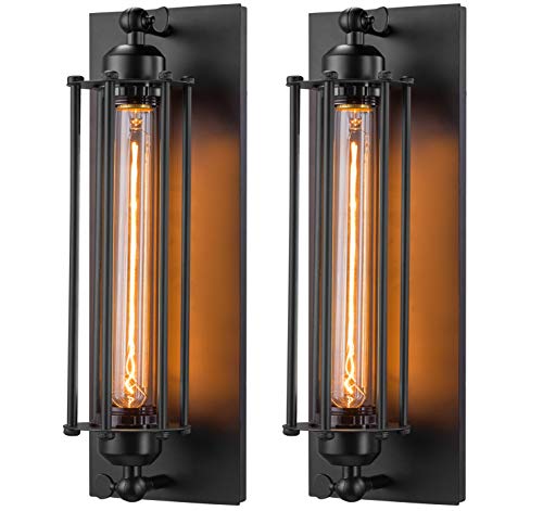 Licperron Sconces Wall Lighting, Industrial Black Wall Sconces Antique Wall Light Fixtures for Bedside, Bar, Restaurant, Hallway, Indoor&Outdoor Wall Decor, E26 & E27 Bar Lights, UL Approval, 2 Pack 1