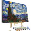 Paint by Numbers for Adults - Framed Canvas and Wooden Easel Stand - DIY Full Set of Assorted Color Oil Painting Kit and Brush Accessories - Soul Dancer 12”x16 Replica (Starry Night) 19