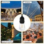 Remon Led Outdoor String Lights 48 Feet Hanging Lights Dimmable Waterproof String Light with 2W Vintage Led Bulbs for Backyard, Patio, Cafe, Wedding, Porch Party Decor 12