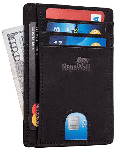 Toughergun RFID Blocking Minimalist Genuine Leather Slim Front Pocket Wallet U (Georgia Black) 2