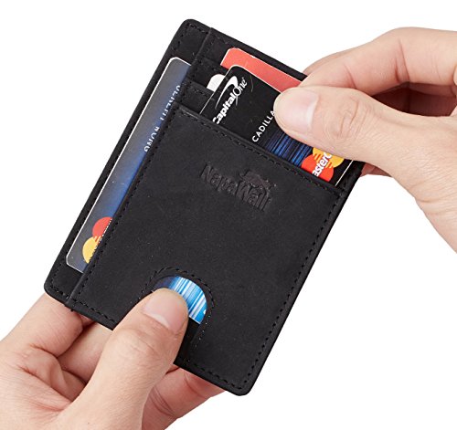 Toughergun RFID Blocking Minimalist Genuine Leather Slim Front Pocket Wallet U (Georgia Black) 3