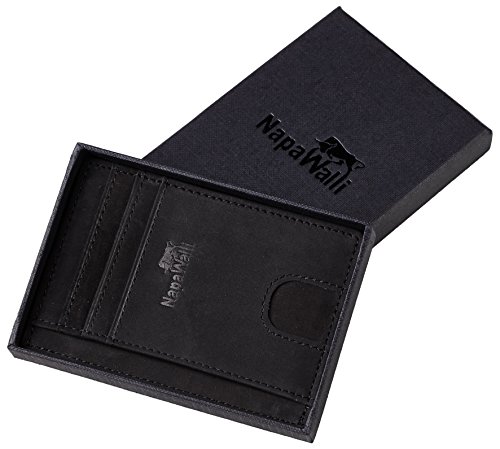 Toughergun RFID Blocking Minimalist Genuine Leather Slim Front Pocket Wallet U (Georgia Black) 7