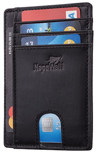 Toughergun RFID Blocking Minimalist Genuine Leather Slim Front Pocket Wallet U (Georgia Black) 1