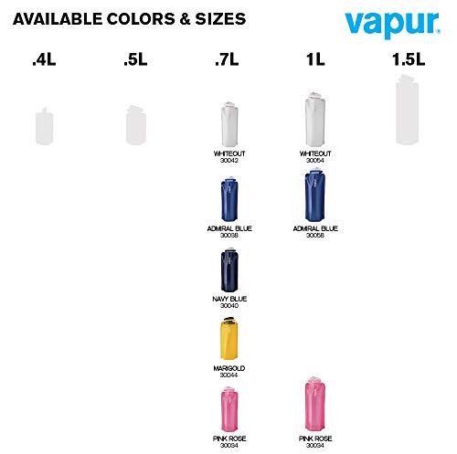 Vapur, Collapsible Water Bottle- 0.7 Liter, 23 Ounces- Reusable Leak Proof Water Bottles with Carabiner for Working Out, Camping, Backpacking, Hiking, & Travel!, Navy Blue Solid Anti-Bottle 6