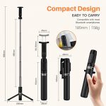 Portable Selfie Stick Tripod for iPhone - Versatile Selfie Stick Remote with Cold Shoe & 1/4" Screw, Phone Stand Tripod for iPhone 14 Plus 14 13 12 Pro Max Mini,Samsung Galaxy S22 Note 20, Pixel 6XL 9
