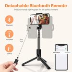 Portable Selfie Stick Tripod for iPhone - Versatile Selfie Stick Remote with Cold Shoe & 1/4" Screw, Phone Stand Tripod for iPhone 14 Plus 14 13 12 Pro Max Mini,Samsung Galaxy S22 Note 20, Pixel 6XL 10