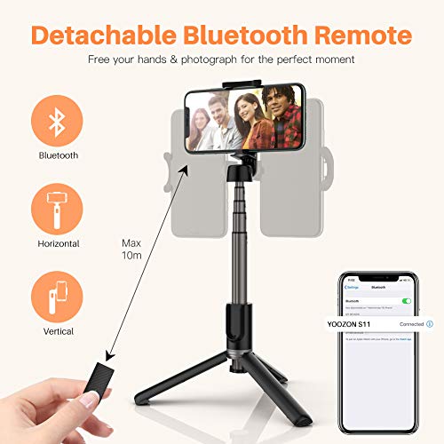 Portable Selfie Stick Tripod for iPhone - Versatile Selfie Stick Remote with Cold Shoe & 1/4" Screw, Phone Stand Tripod for iPhone 14 Plus 14 13 12 Pro Max Mini,Samsung Galaxy S22 Note 20, Pixel 6XL 3