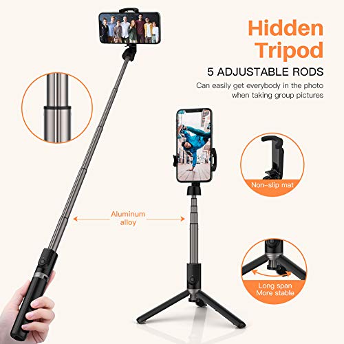 Portable Selfie Stick Tripod for iPhone - Versatile Selfie Stick Remote with Cold Shoe & 1/4" Screw, Phone Stand Tripod for iPhone 14 Plus 14 13 12 Pro Max Mini,Samsung Galaxy S22 Note 20, Pixel 6XL 6