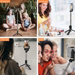 Portable Selfie Stick Tripod for iPhone - Versatile Selfie Stick Remote with Cold Shoe & 1/4" Screw, Phone Stand Tripod for iPhone 14 Plus 14 13 12 Pro Max Mini,Samsung Galaxy S22 Note 20, Pixel 6XL 14