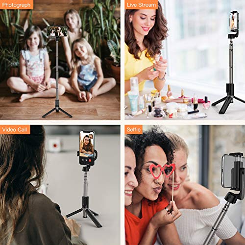 Portable Selfie Stick Tripod for iPhone - Versatile Selfie Stick Remote with Cold Shoe & 1/4" Screw, Phone Stand Tripod for iPhone 14 Plus 14 13 12 Pro Max Mini,Samsung Galaxy S22 Note 20, Pixel 6XL 7