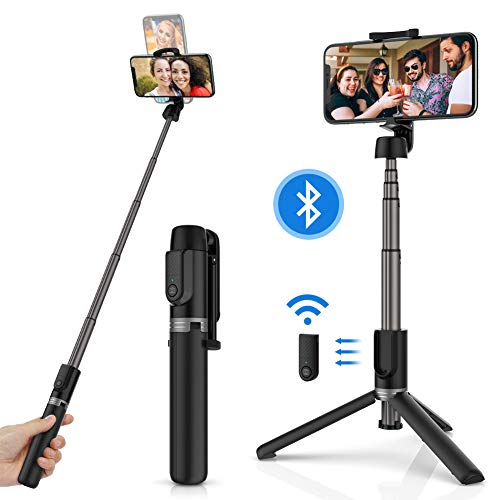 Portable Selfie Stick Tripod for iPhone - Versatile Selfie Stick Remote with Cold Shoe & 1/4" Screw, Phone Stand Tripod for iPhone 14 Plus 14 13 12 Pro Max Mini,Samsung Galaxy S22 Note 20, Pixel 6XL 1