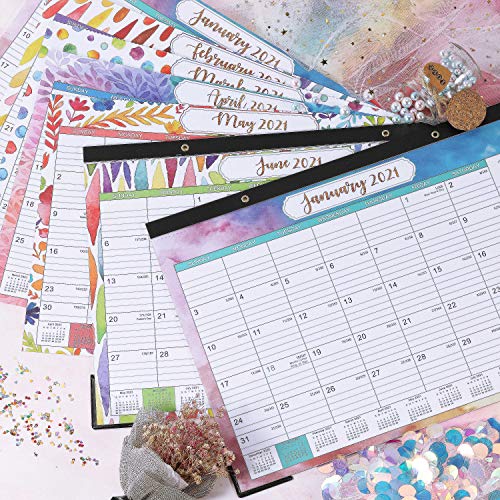 2021-2022 Desk Calendar - Yearly Desk Calendar 2021-2022, Desk/Wall Monthly Calendar Pad with Julian Date, 17" x 12", January 2021 - June 2022, Ruled Blocks, Multicolored 2