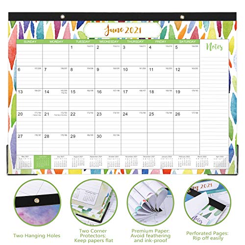 2021-2022 Desk Calendar - Yearly Desk Calendar 2021-2022, Desk/Wall Monthly Calendar Pad with Julian Date, 17" x 12", January 2021 - June 2022, Ruled Blocks, Multicolored 4