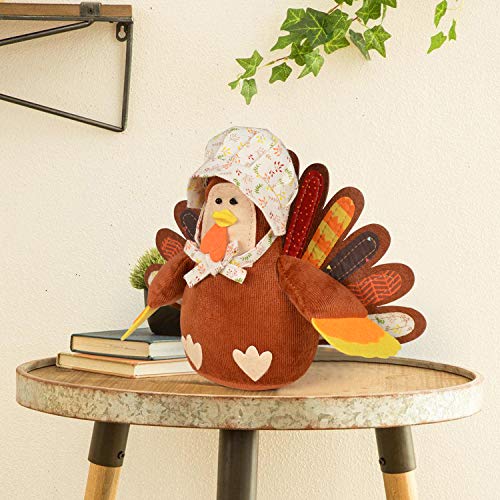 ALLADINBOX Thanksgiving Decorations Set of 2 Turkeys, Mr and Ms Turkey Couple Plush Tabletop Centerpieces for Autumn Fall Harvest Home Kitchen Shelf Indoor Decoration Gift Set 3