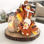 ALLADINBOX Thanksgiving Decorations Set of 2 Turkeys, Mr and Ms Turkey Couple Plush Tabletop Centerpieces for Autumn Fall Harvest Home Kitchen Shelf Indoor Decoration Gift Set 12