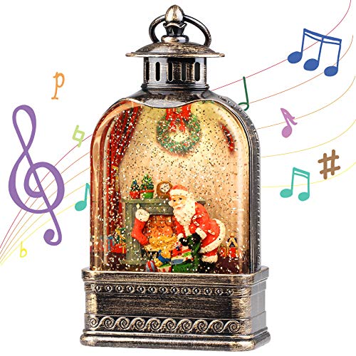 CaiFang Snow Globes Lantern with Music, Christmas Lantern Spinning Water Glittering with Nativity Scene and Timer Fit for Home Decoration and Gift 2