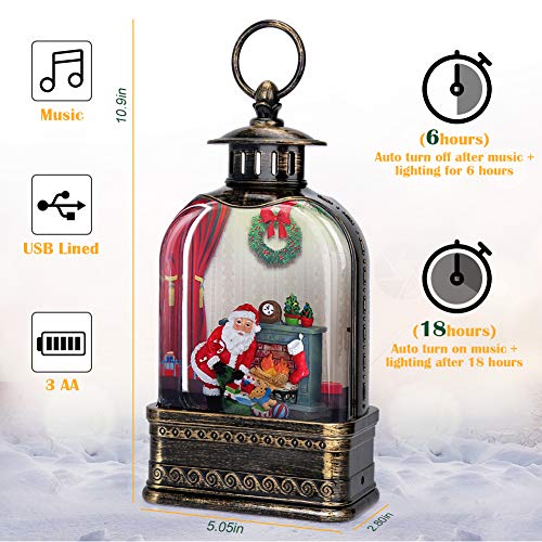 CaiFang Snow Globes Lantern with Music, Christmas Lantern Spinning Water Glittering with Nativity Scene and Timer Fit for Home Decoration and Gift 4