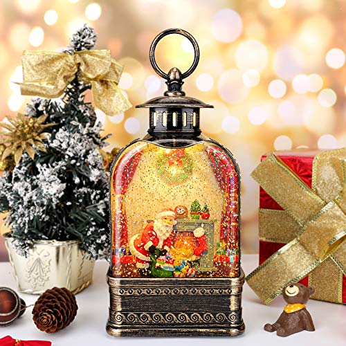 CaiFang Snow Globes Lantern with Music, Christmas Lantern Spinning Water Glittering with Nativity Scene and Timer Fit for Home Decoration and Gift 1