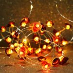 Thanksgiving Fall Acorn Light String 19.6 Feet 40 LED Battery Thanksgiving Indoor Outdoor Decorations with Remote Control Timer, Thanksgiving Decor Fairy Lights Christmas String Lights 9