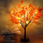 Joyin 21 Inch Lighted Maple Tree Thanksgiving Artificial Fall Maple Tree for Indoor Home Table Decoration Fall Harvest Thanksgiving Festival Decor 8
