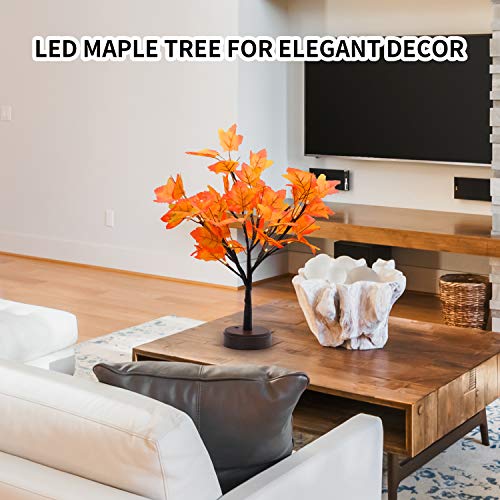 Joyin 21 Inch Lighted Maple Tree Thanksgiving Artificial Fall Maple Tree for Indoor Home Table Decoration Fall Harvest Thanksgiving Festival Decor 6