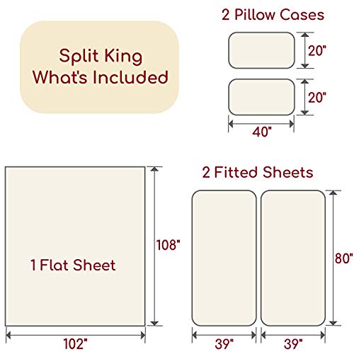 Mellanni Split King Sheet Set for Adjustable Bed - Iconic Collection Bedding Sheets & Pillowcases - Extra Soft, Cooling Bed Sheets - Deep Pocket up to 16" - Easy Care - 5 PC (Split King, Royal Blue) 2