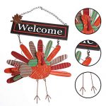 MorTime Thanksgiving Hanging Turkey Welcome Sign, 21" Wood Metal Harvest Turkey Door Signs for Home Office Thanksgiving Decorations 8