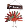 MorTime Thanksgiving Hanging Turkey Welcome Sign, 21" Wood Metal Harvest Turkey Door Signs for Home Office Thanksgiving Decorations 9