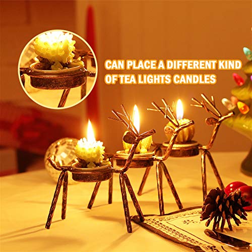 Rocinha Reindeer Candle Holder, Set of 6 Tea Candles Holders Holiday Candlestick Christmas Decoration for Home, Table, Fireplace, Window 3