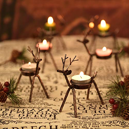 Rocinha Reindeer Candle Holder, Set of 6 Tea Candles Holders Holiday Candlestick Christmas Decoration for Home, Table, Fireplace, Window 2