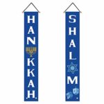 AVOIN Hanukkah Shalom Porch Sign, Star of David Menorah Dreidel Hanging Banner Flag for Yard Indoor Outdoor Party 12 x 72 Inch 8