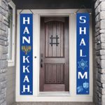 AVOIN Hanukkah Shalom Porch Sign, Star of David Menorah Dreidel Hanging Banner Flag for Yard Indoor Outdoor Party 12 x 72 Inch 12